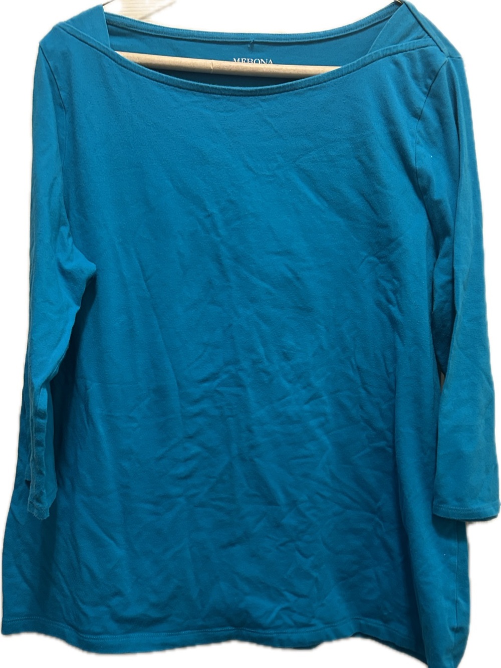 Merona XXL Teal Blue Boatneck 3/4 Sleeve Top